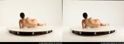 Nude Woman White Kneeling poses - ALL Pregnant Kneeling poses - on both knees long brown 3D Stereoscopic poses Pinup